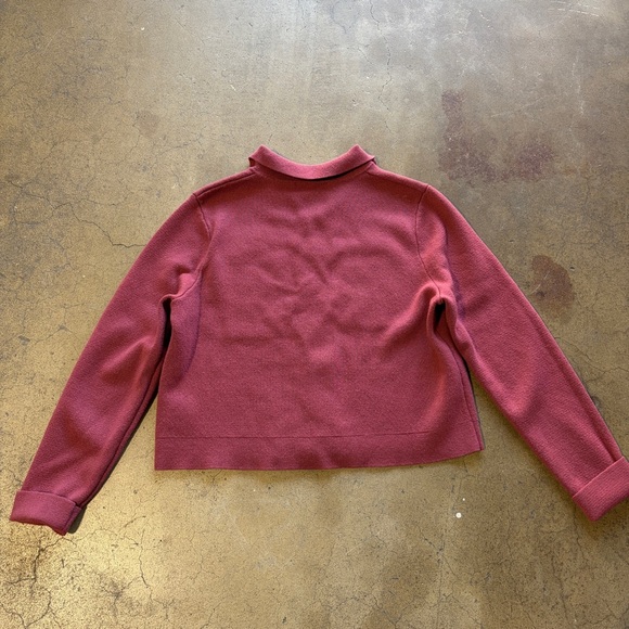 Sezane Betty 100% Merino Wool Rose Pink Button Cardigan Pocket Sweater S - Picture 4 of 9